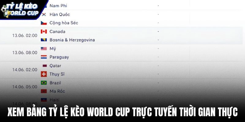 Bảng tỷ lệ kèo nhà cái trực tuyến cập nhật theo thời gian thực